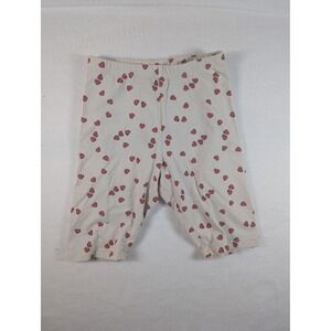 H&M Girls‎ Beige Red Heart Print Bike Shorts Leggings Size 8-9Y